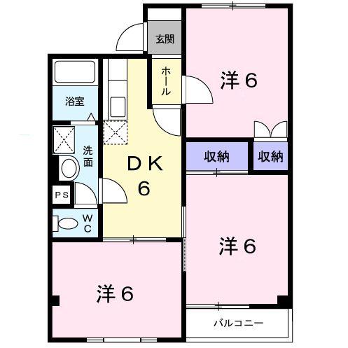 シャトレーヌ葵(3DK/2階)の間取り写真