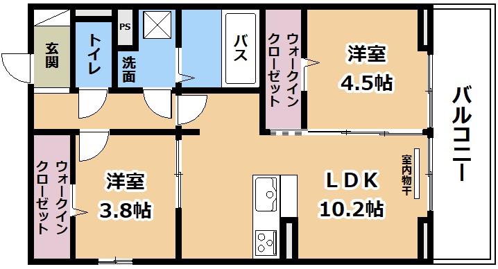BRANSIA瀬田(2LDK/2階)の間取り写真