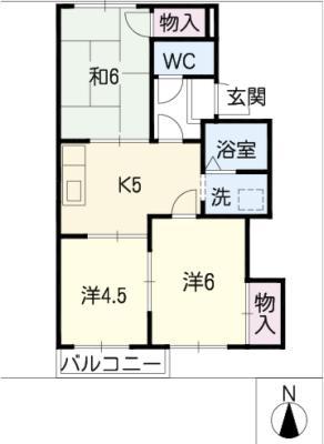 ハイツおおみね(3K/2階)の間取り写真