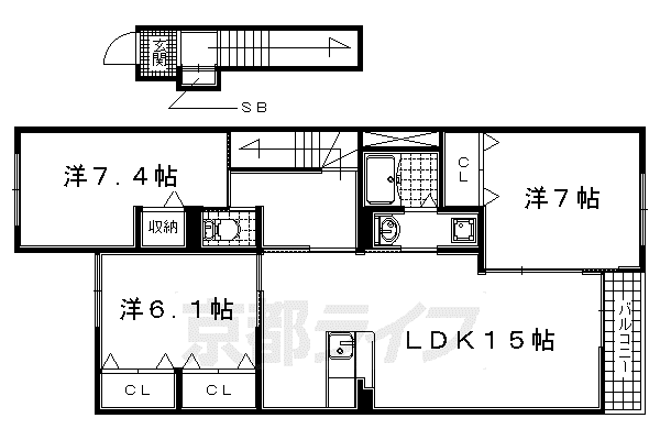 DUEPARTAGE(3LDK/2階)の間取り写真
