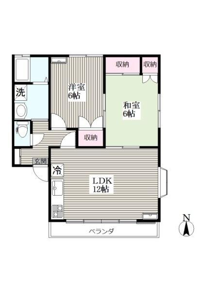 メゾン秋山II(2LDK/2階)の間取り写真