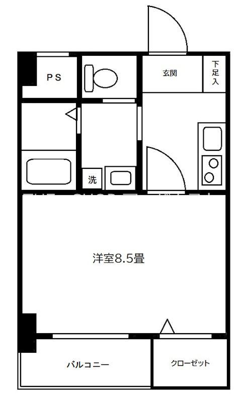 スカイコート銀座東第2(1K/5階)の間取り写真