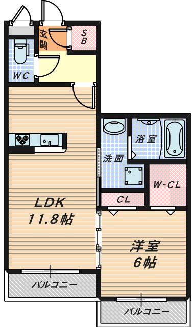 ボー・ジャルダン望(1LDK/1階)の間取り写真