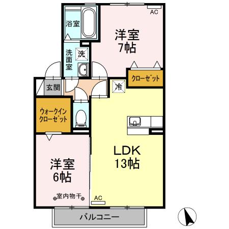 SUNNY TERRACE I(2LDK/2階)の間取り写真