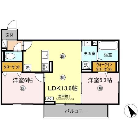 D-ROOM平田台(2LDK/3階)の間取り写真