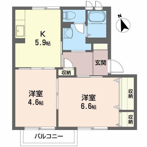 ディアス大館(2K/1階)の間取り写真