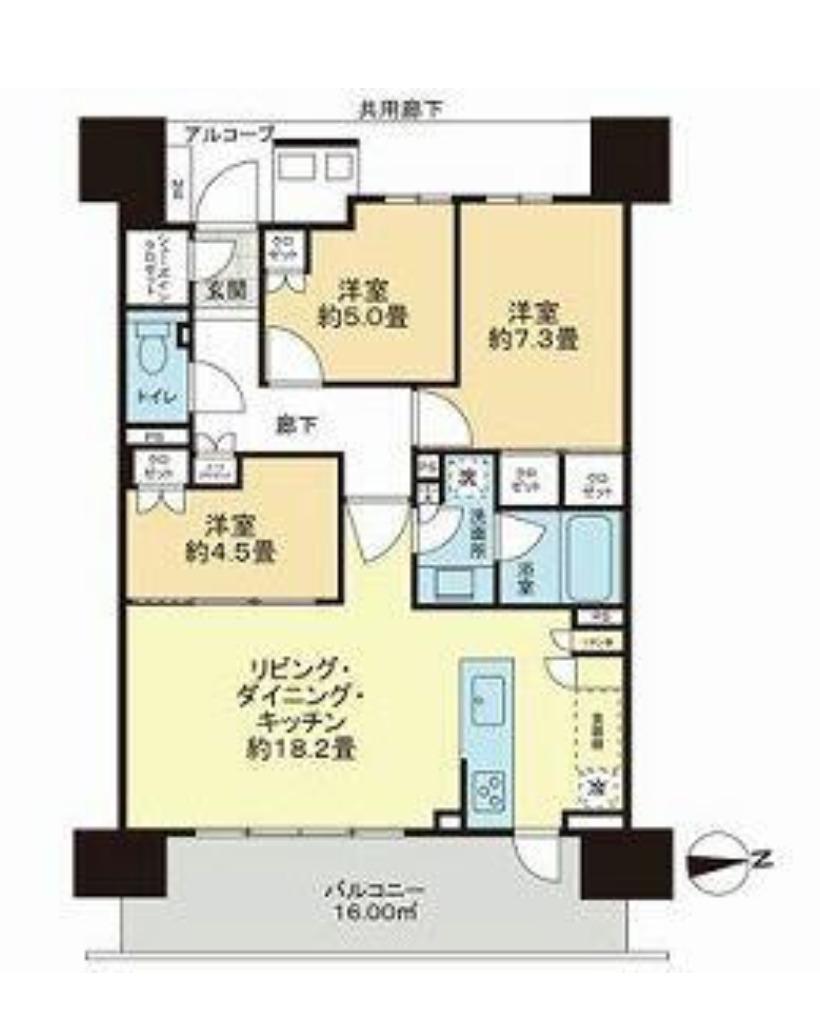 晴美フラッグパークビレッジD棟(3LDK/7階)の間取り写真