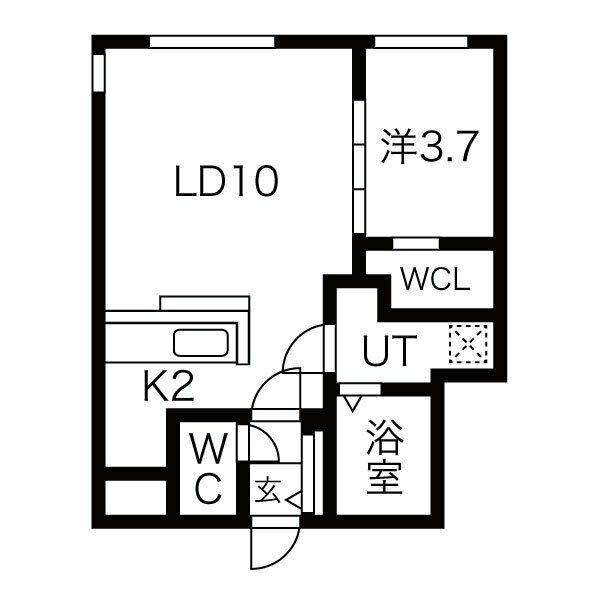 ラ・エスペランス麻生(1LDK/1階)の間取り写真