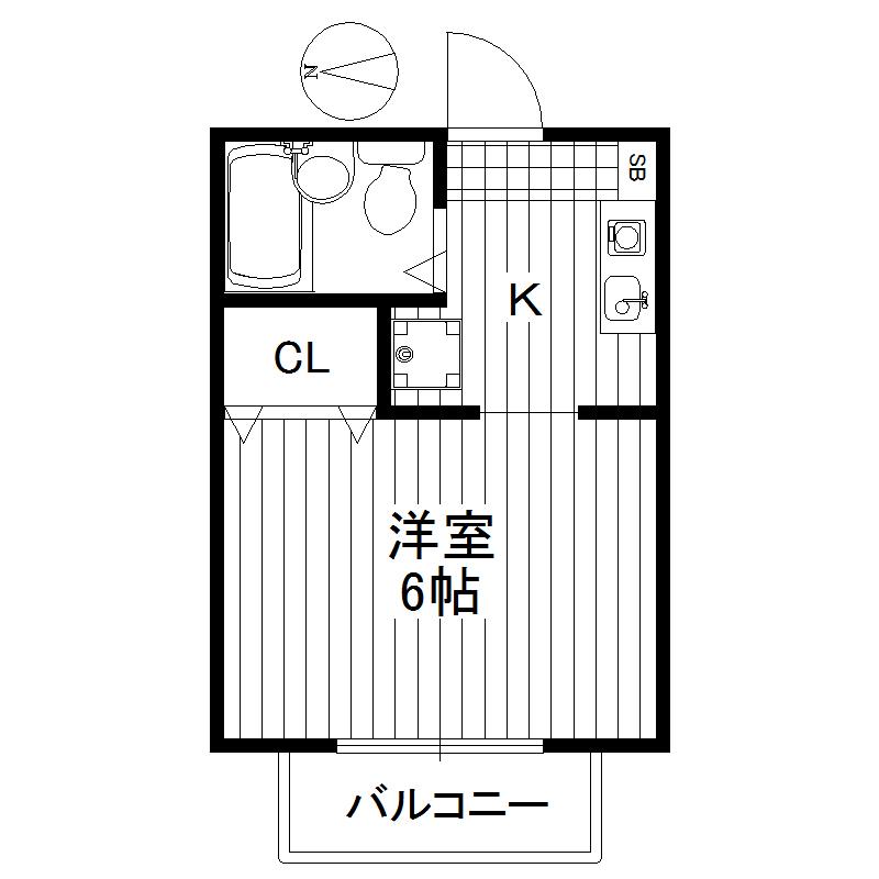 フェリースせたがや(1K/2階)の間取り写真