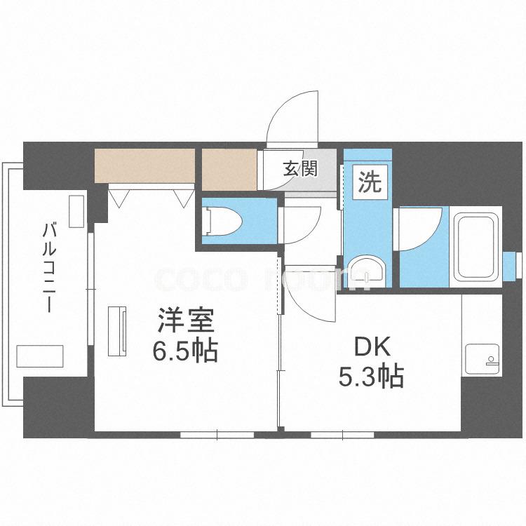 エステムコート大阪新町(1DK/9階)の間取り写真