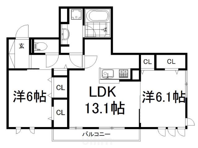 シェモワ A棟(2LDK/1階)の間取り写真