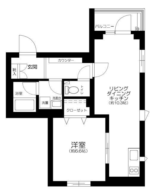 リテラス目黒三丁目(1LDK/1階)の間取り写真