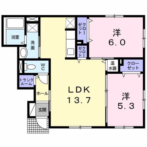 カポサルド(2LDK/1階)の間取り写真