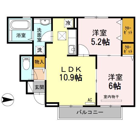 サンクレール(2LDK/1階)の間取り写真