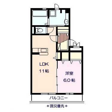 レグラス稲里 F(1LDK/1階)の間取り写真