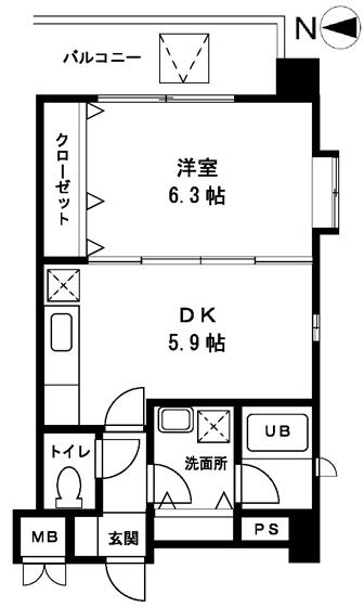 グランディール森下(1DK/4階)の間取り写真