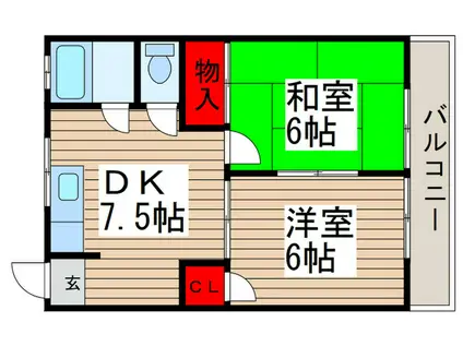 コーポ戸部(2DK/2階)の間取り写真