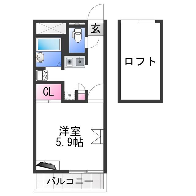 レオパレスロイヤル(1K/1階)の間取り写真