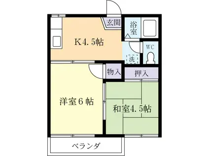 シャトレーヌ(2DK/2階)の間取り写真