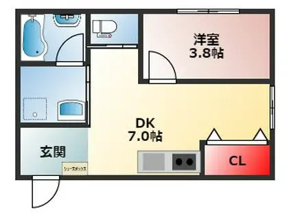 藤原マンション(1DK/3階)の間取り写真