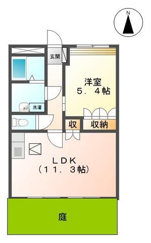 ディア コート(1LDK/1階)の間取り写真