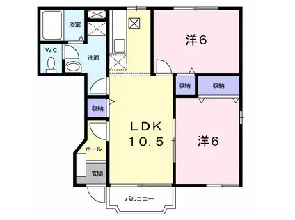 ヴィラ サンライズ ドリームII(2LDK/1階)の間取り写真