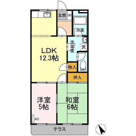グリーンハイツ和泉(2LDK/1階)の間取り写真