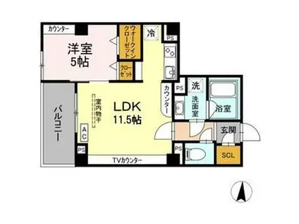 地下鉄桜通線 久屋大通駅 徒歩6分 7階建 築8年(1LDK/5階)の間取り写真