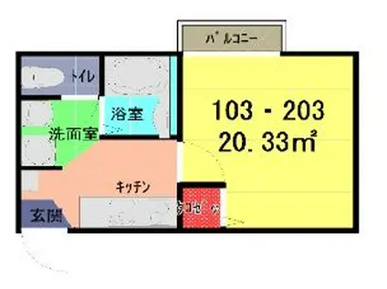 ソフィアテラス武里(1K/1階)の間取り写真