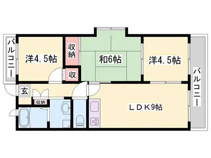 ゼニスコート(3LDK/2階)の間取り写真