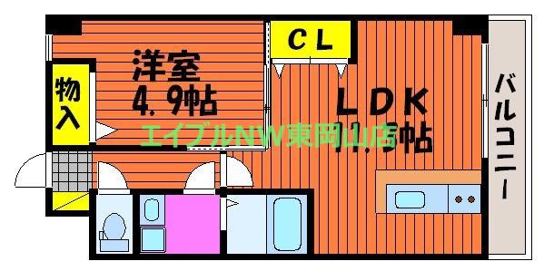 メゾンドW(1LDK/4階)の間取り写真