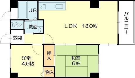 ロイヤルコーポ姫路栗山町(2LDK/4階)の間取り写真