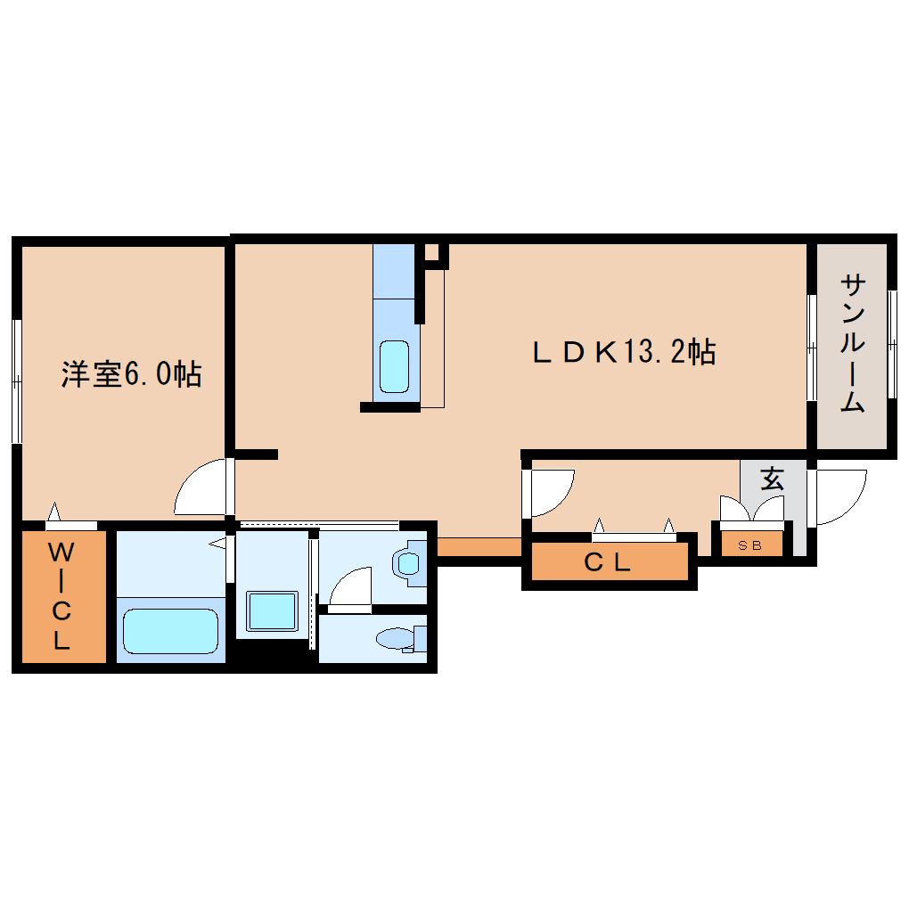 ヌーベル(1LDK/1階)の間取り写真