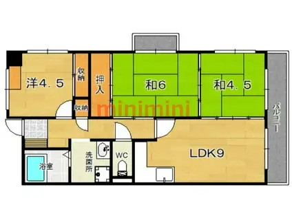 エクセレンス茨木(3LDK/5階)の間取り写真