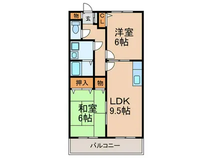 メゾン綾(2LDK/2階)の間取り写真