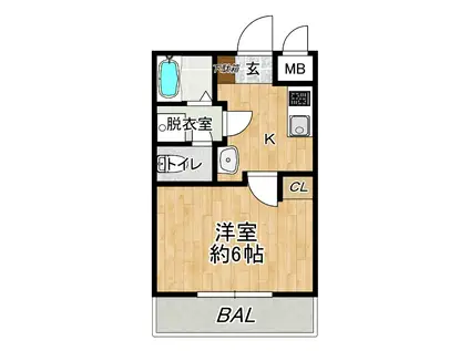 メゾンロータス(1K/2階)の間取り写真