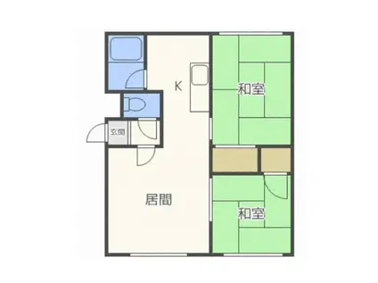 大川マンション(2LDK/3階)の間取り写真