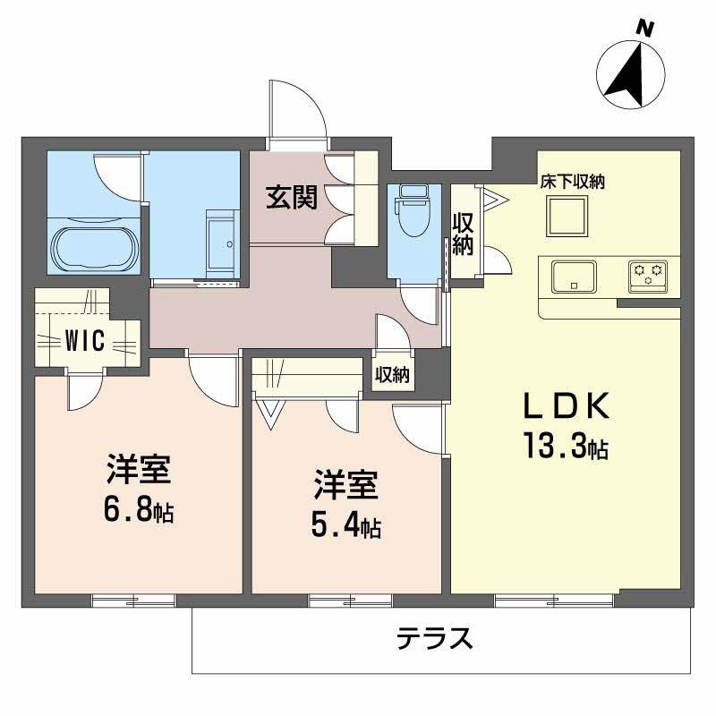 コモンステージ野上(2LDK/1階)の間取り写真