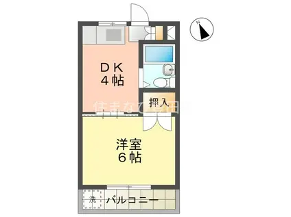 ヒルズ池下 A棟(1DK/2階)の間取り写真