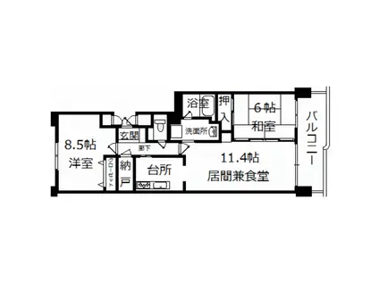 リバーサイド桜川弐番館203号(2LDK/2階)の間取り写真