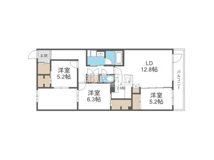 PRIME COURT LA FORET 平岸(3LDK/4階)の間取り写真