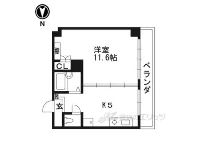 グランドソレーユ(1DK/9階)の間取り写真