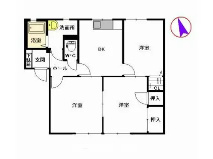 シャルマンドミールB(3DK/1階)の間取り写真