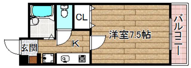 アーバンハイツ城北(1K/2階)の間取り写真