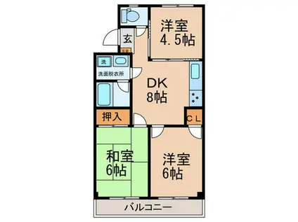 TWIN HILL松園(3DK/4階)の間取り写真