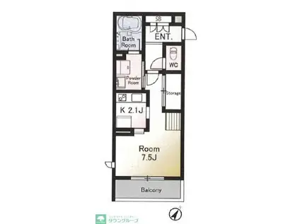 シャーメゾンゆめが丘壱番館(1K/2階)の間取り写真