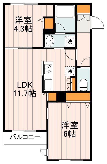 OPUSIIIUMEJIMA オーパススリーウメジマ(2LDK/2階)の間取り写真