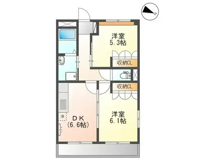 フォレストヴィラ(2DK/2階)の間取り写真