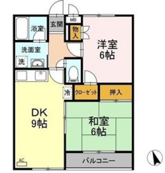 セブンアルコB(2DK/2階)の間取り写真