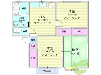 クオリティー・パレスA(3DK/1階)の間取り写真